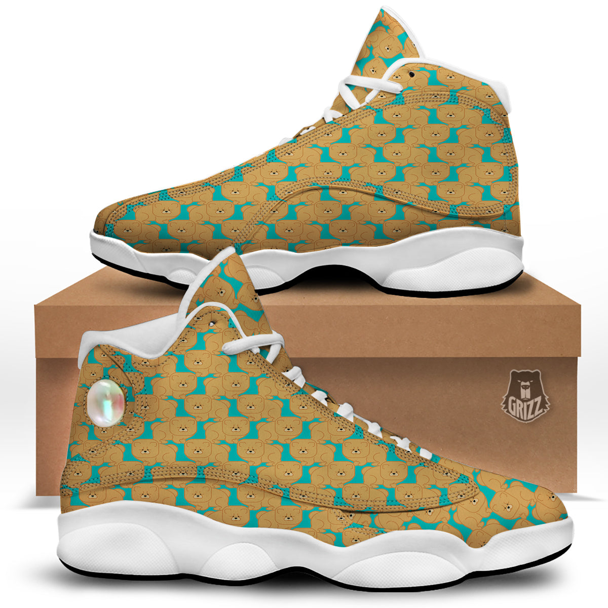 Chow chow And Blue Print Pattern White Basketball Shoes-grizzshop