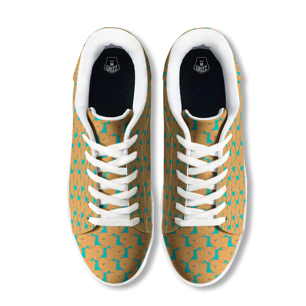 Chow chow And Blue Print Pattern White Low Top Sneakers-grizzshop