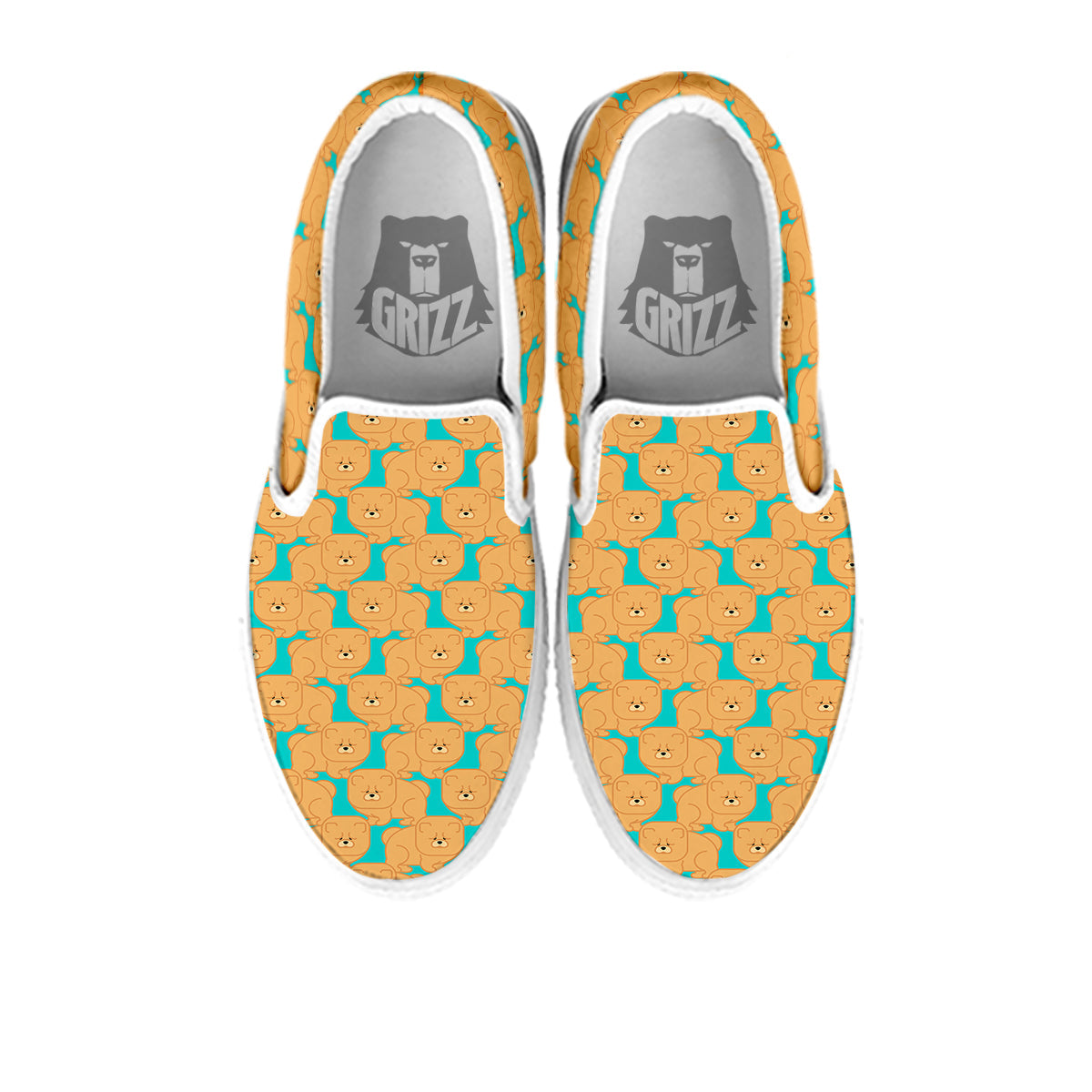 Chow chow And Blue Print Pattern White Slip On Shoes-grizzshop