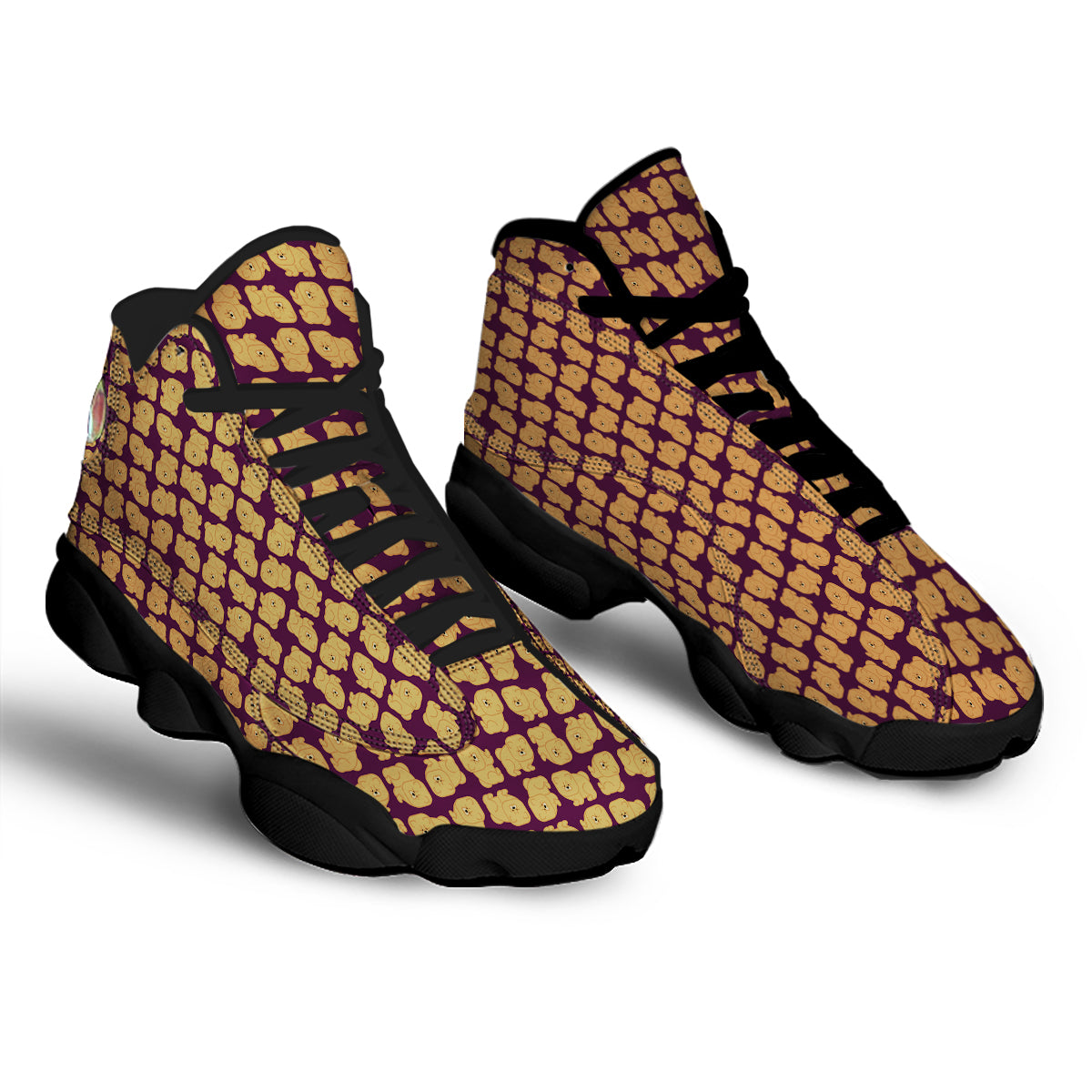 Chow chow And Purple Print Pattern Black Basketball Shoes-grizzshop