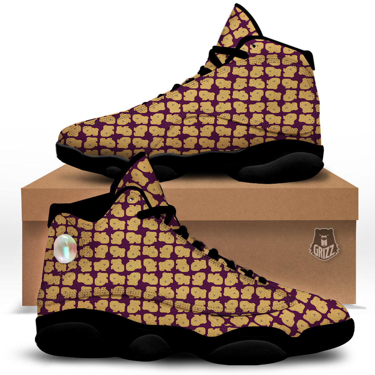 Chow chow And Purple Print Pattern Black Basketball Shoes-grizzshop