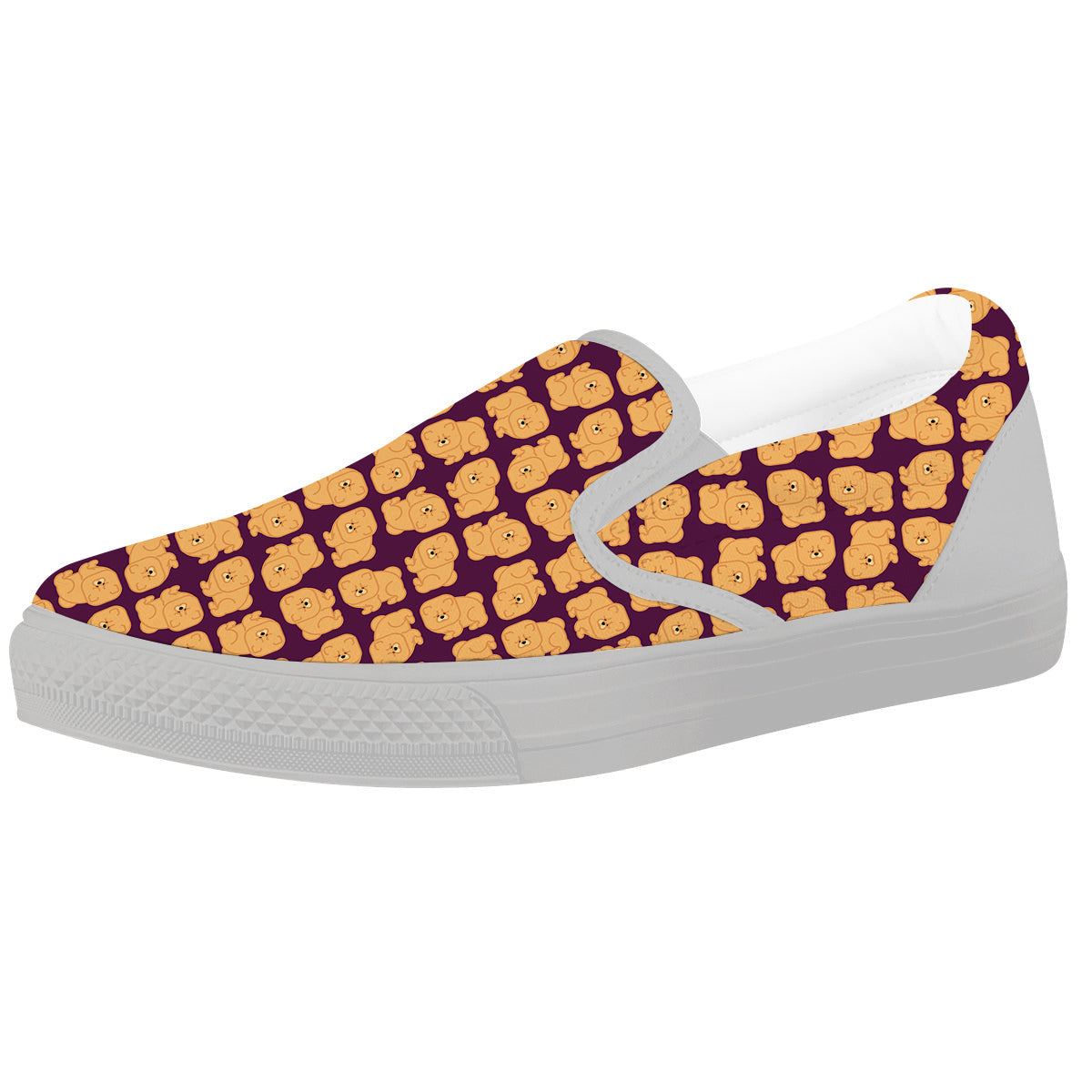 Chow chow And Purple Print Pattern White Slip On Shoes-grizzshop