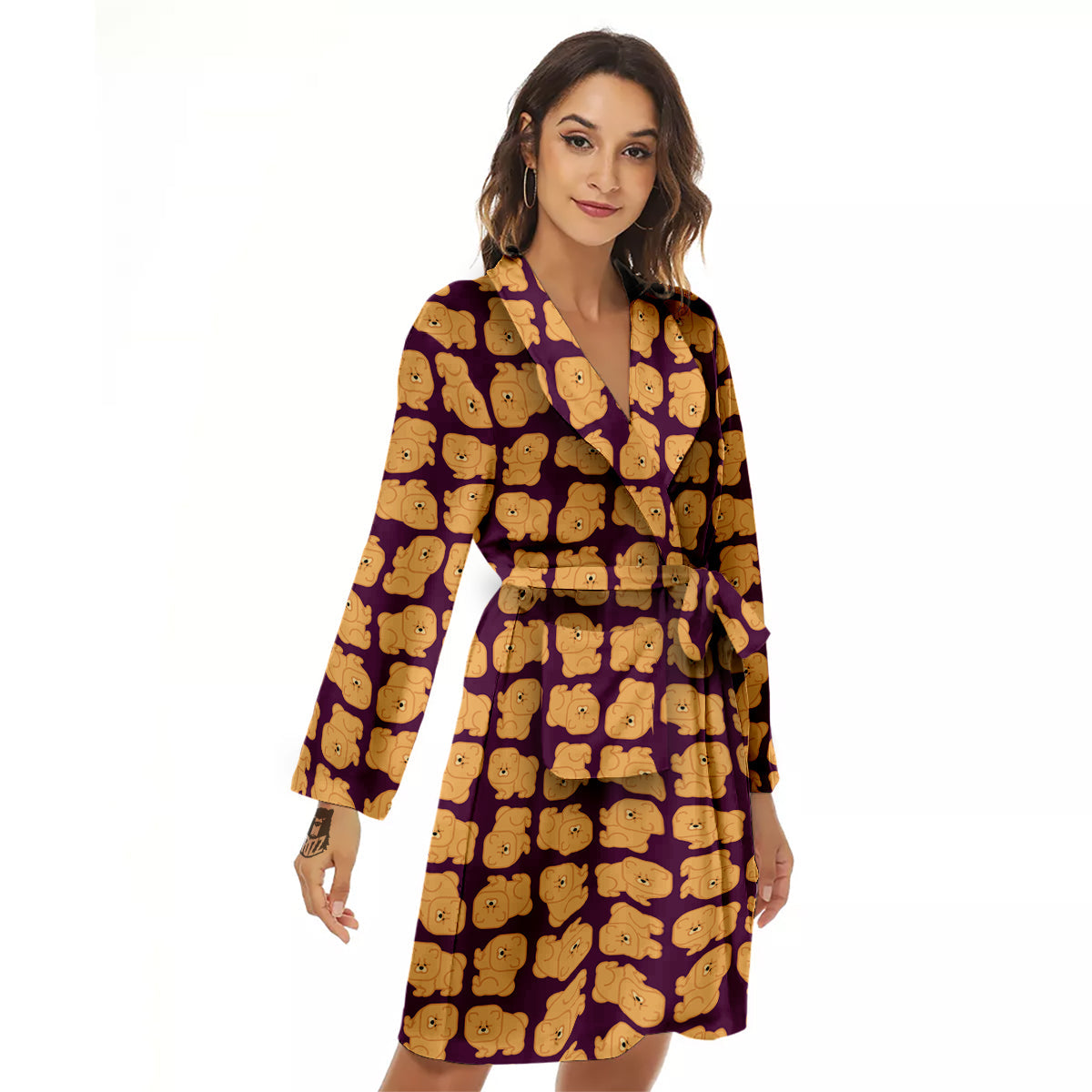 Chow chow And Purple Print Pattern Women's Robe-grizzshop