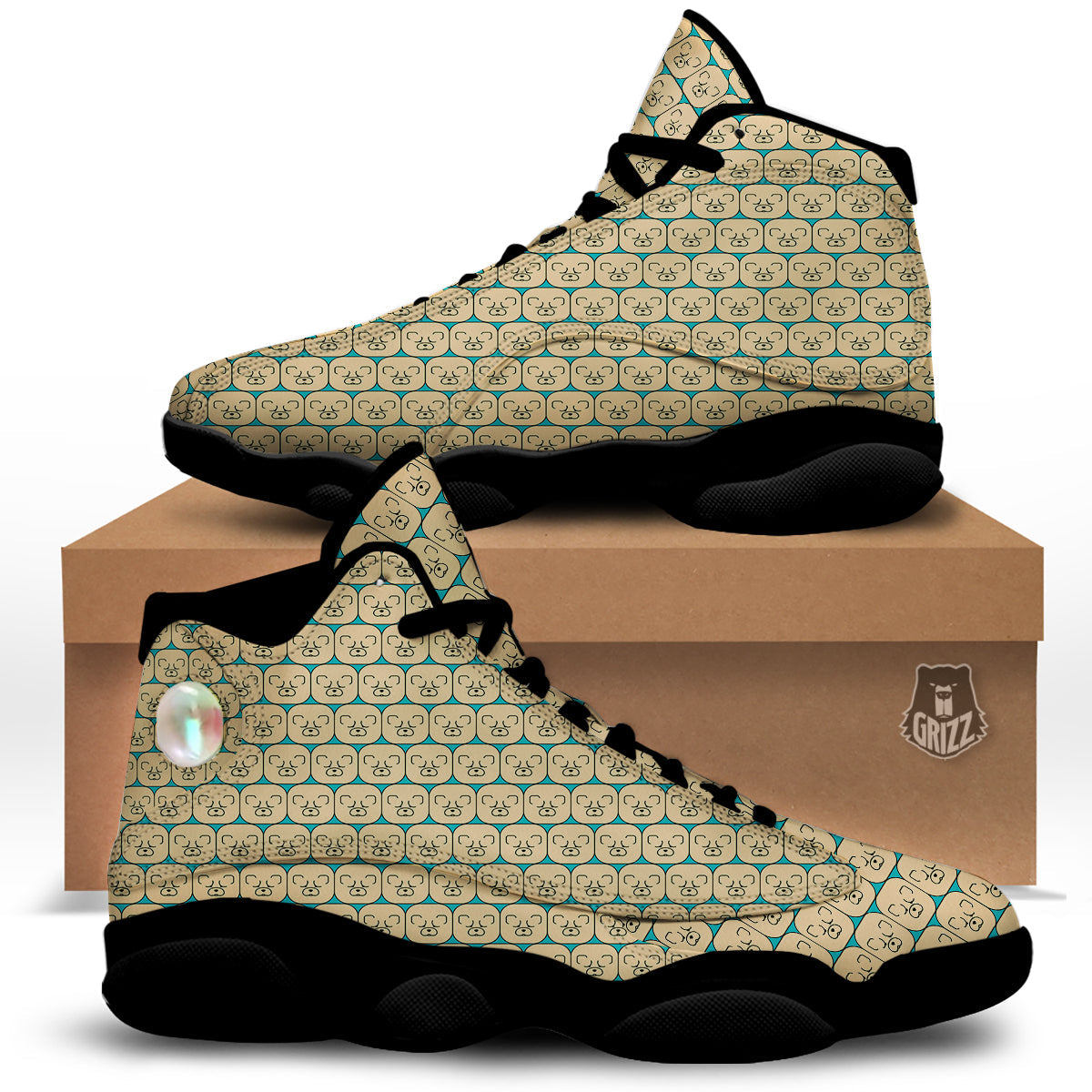 Chow chow Face Print Pattern Black Basketball Shoes-grizzshop