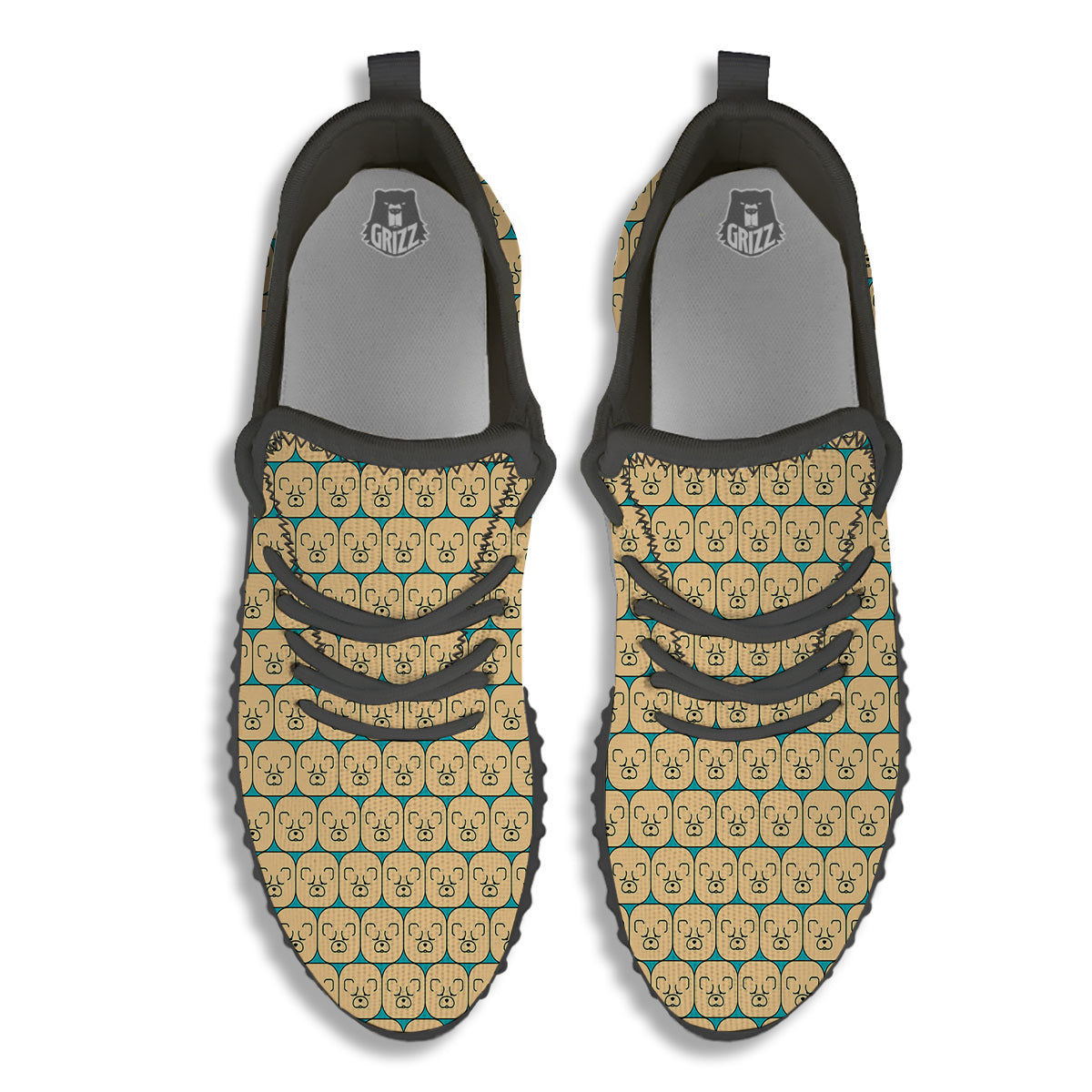 Chow chow Face Print Pattern Black Walking Shoes-grizzshop
