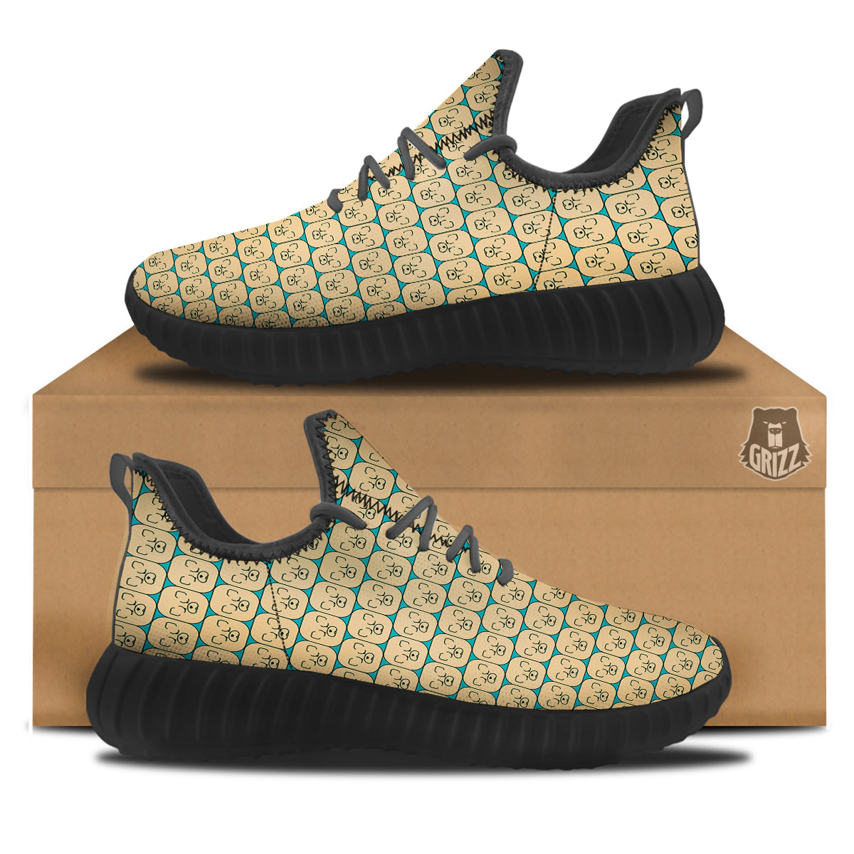 Chow chow Face Print Pattern Black Walking Shoes-grizzshop
