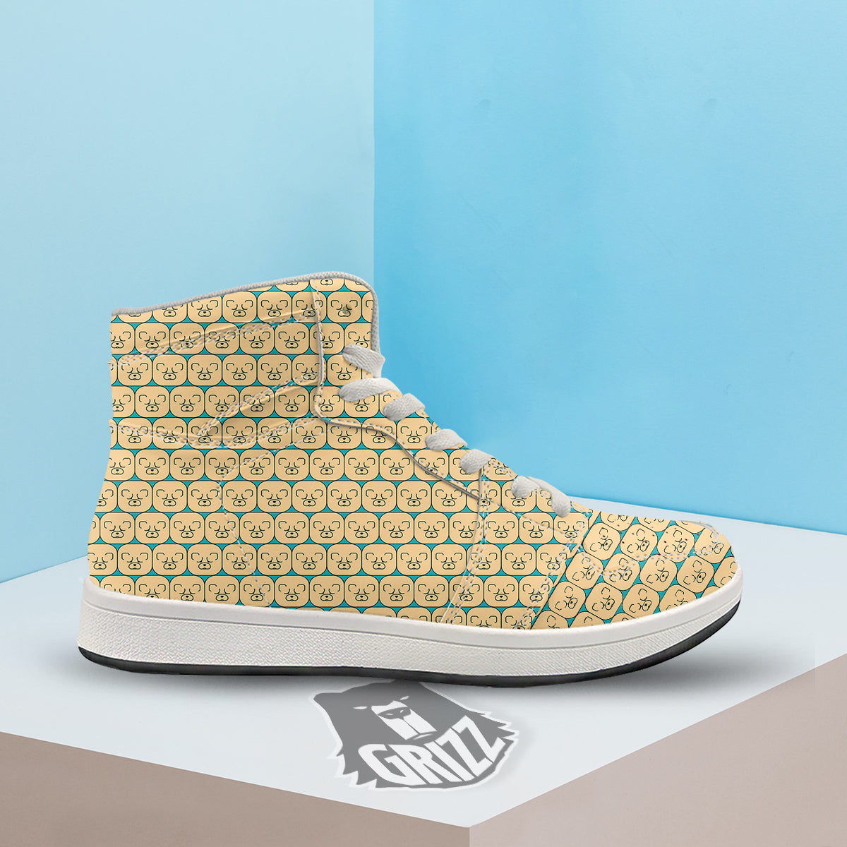 Chow chow Face Print Pattern High Top Sneakers-grizzshop