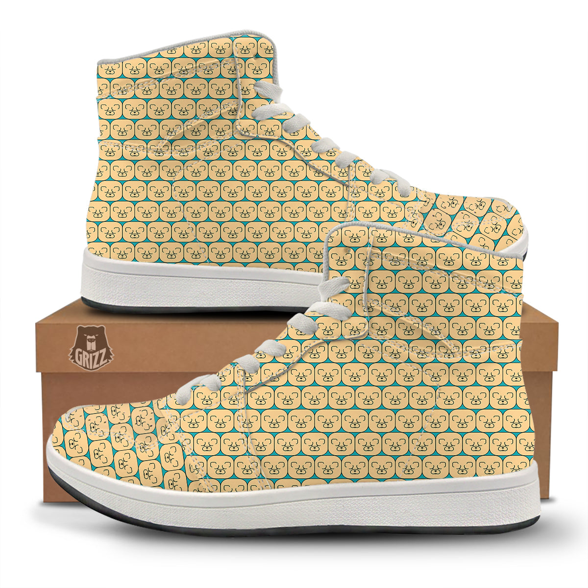 Chow chow Face Print Pattern High Top Sneakers-grizzshop