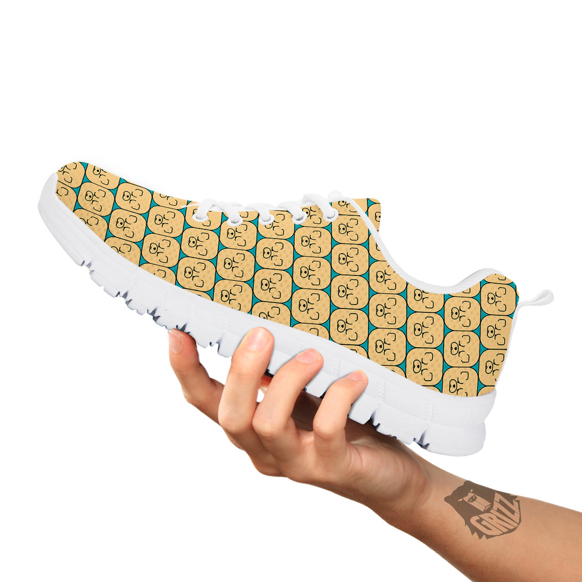 Chow chow Face Print Pattern White Sneaker-grizzshop
