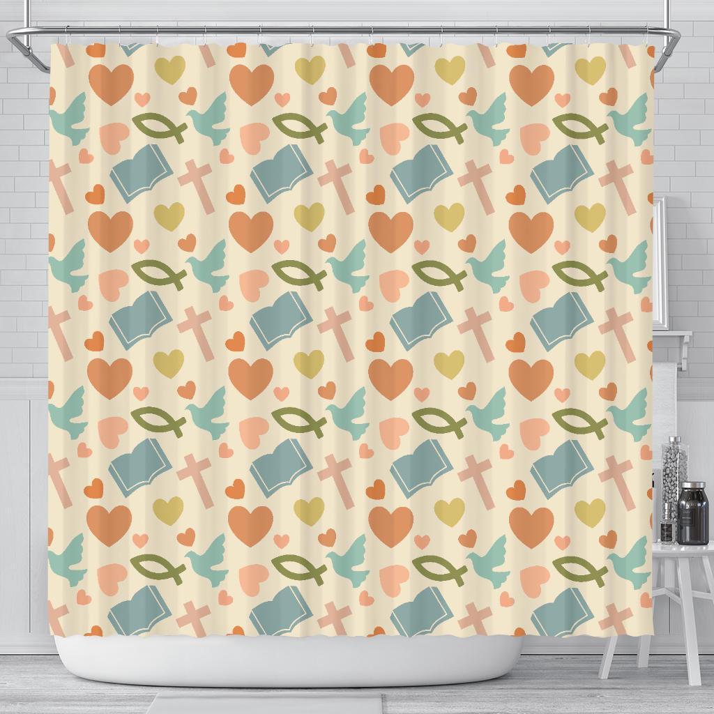 Christian Bible Pattern Print Bathroom Shower Curtain-grizzshop