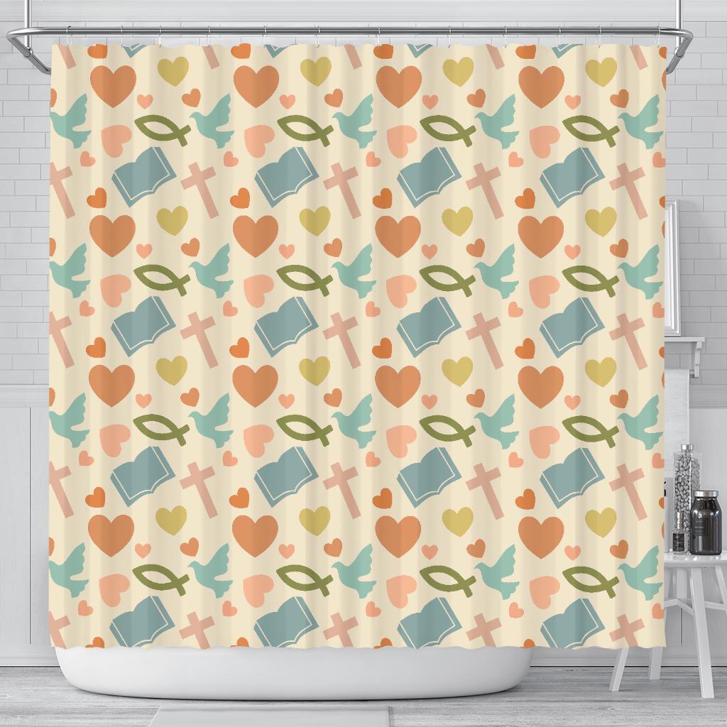 Christian Bible Pattern Print Bathroom Shower Curtain-grizzshop