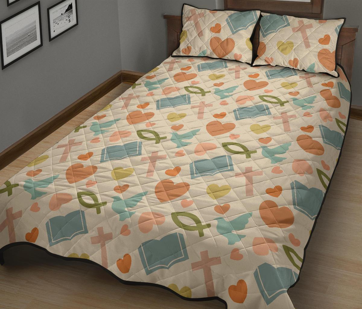 Christian Bible Pattern Print Bed Set Quilt-grizzshop