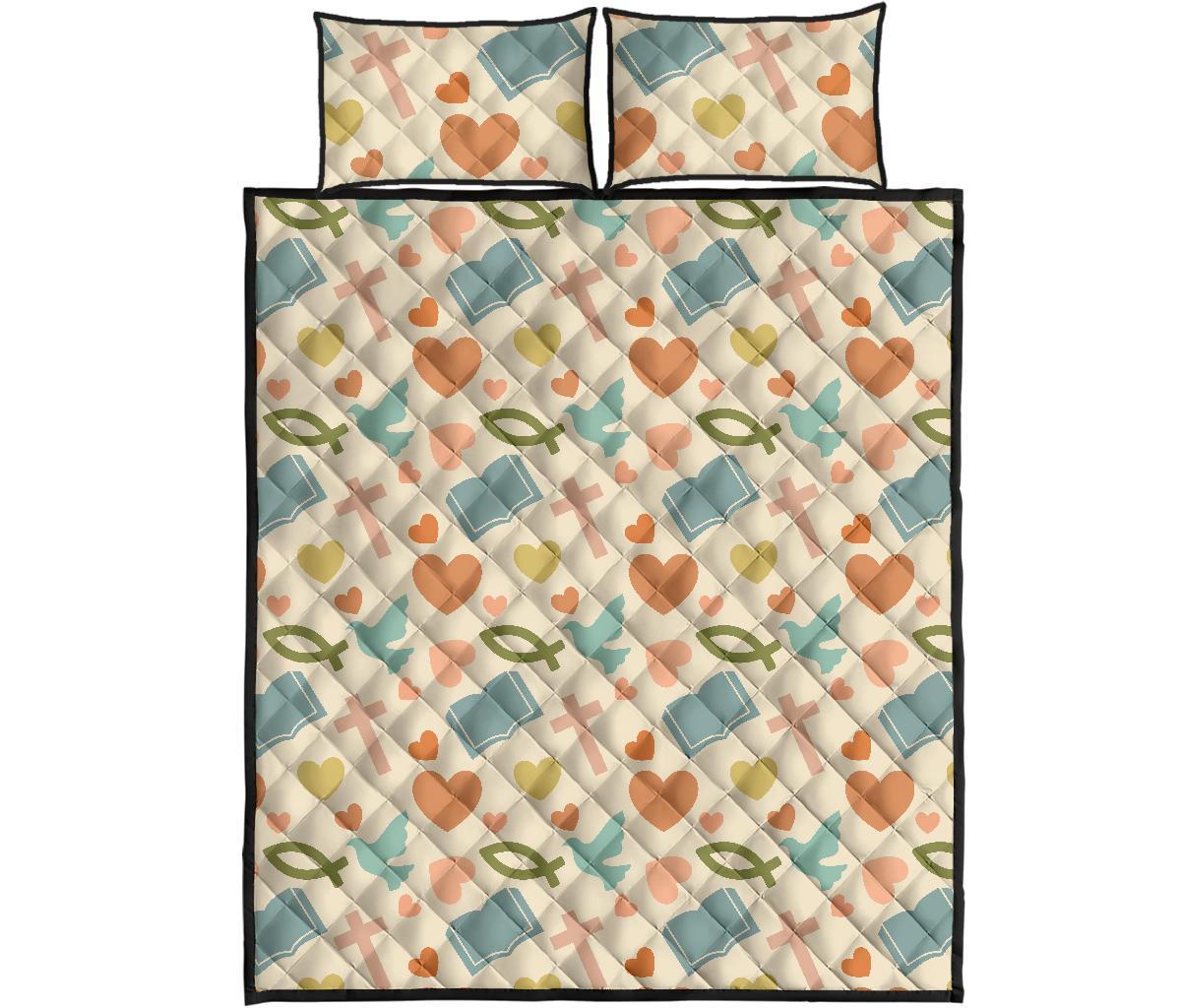 Christian Bible Pattern Print Bed Set Quilt-grizzshop