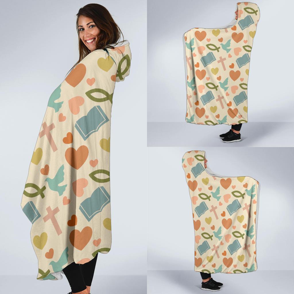 Christian Bible Pattern Print Hooded Blanket-grizzshop