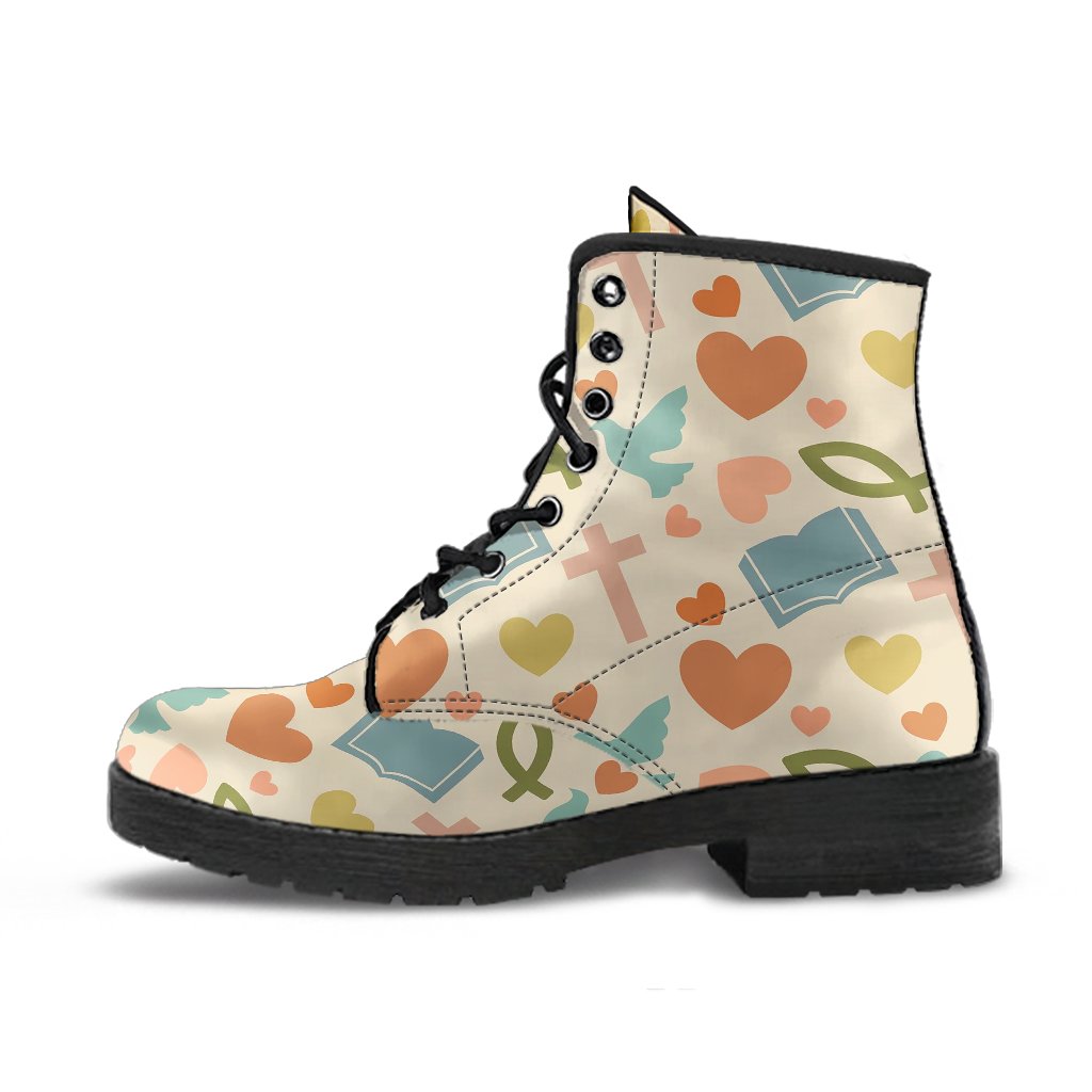 Christian Bible Pattern Print Men Women Leather Boots-grizzshop