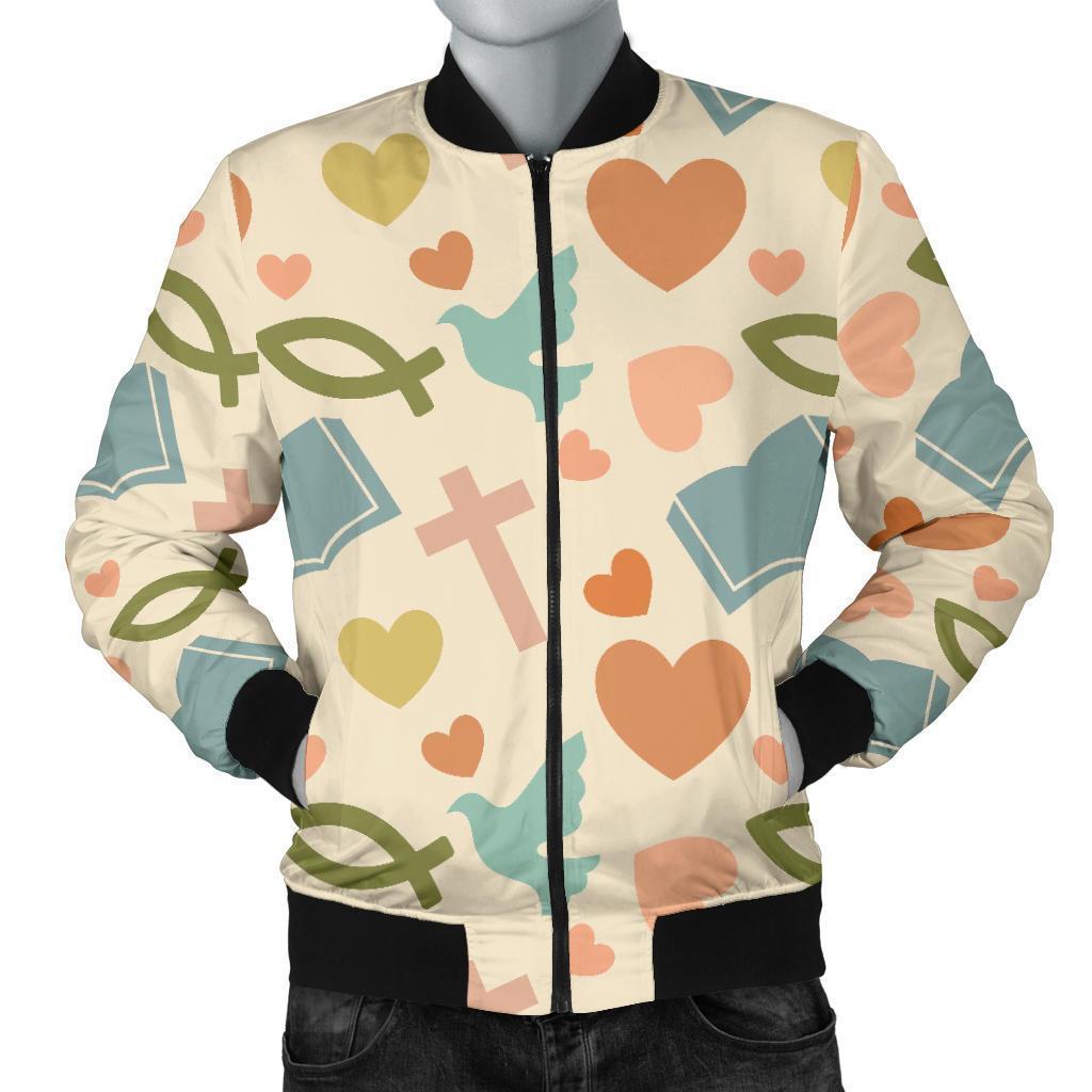 Christian Bible Pattern Print Men's Bomber Jacket-grizzshop