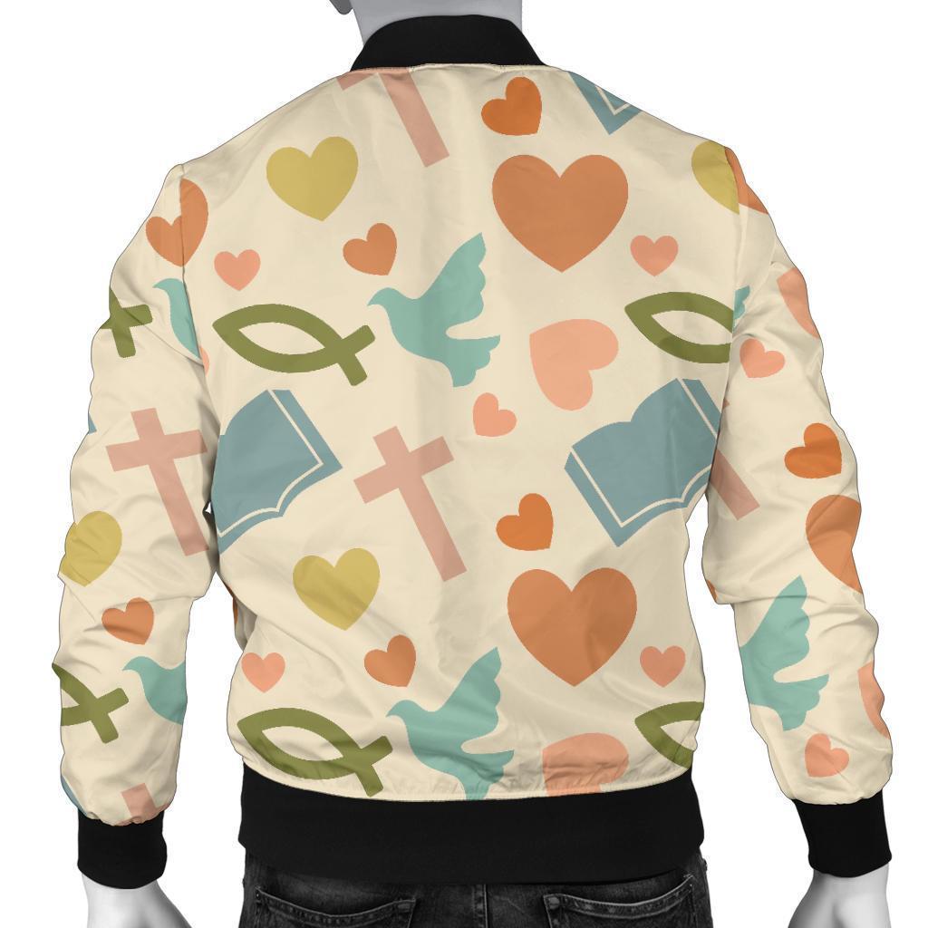 Christian Bible Pattern Print Men's Bomber Jacket-grizzshop