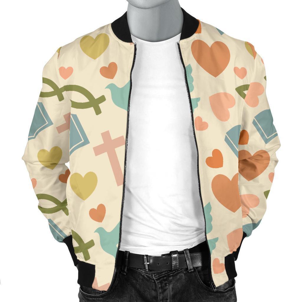 Christian Bible Pattern Print Men's Bomber Jacket-grizzshop