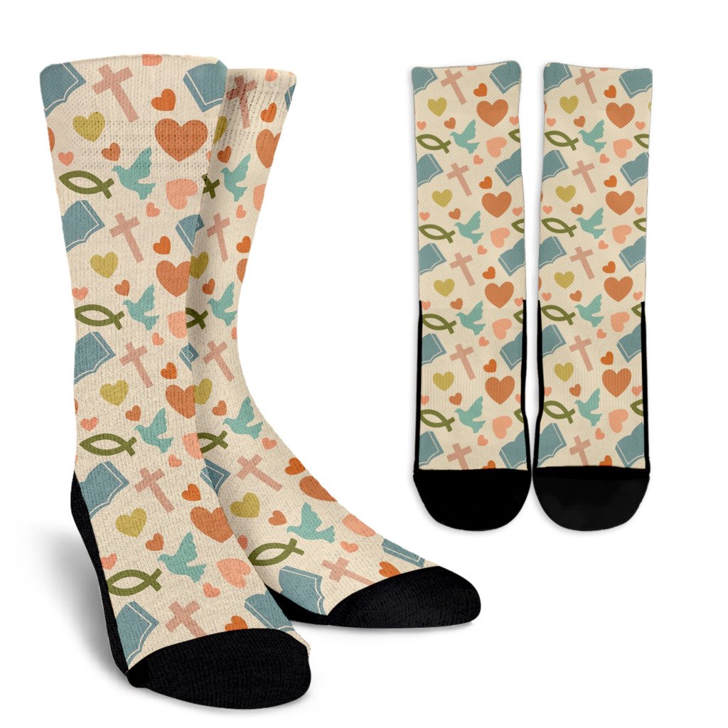 Christian Bible Pattern Print Unisex Crew Socks-grizzshop