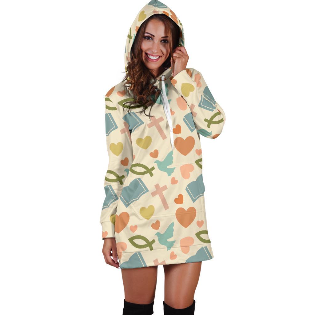 Christian Bible Pattern Print Women Hoodie Dress-grizzshop