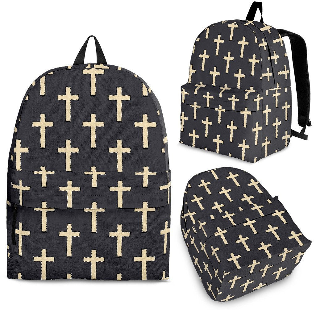 Christian Cross Pattern Print Backpack-grizzshop