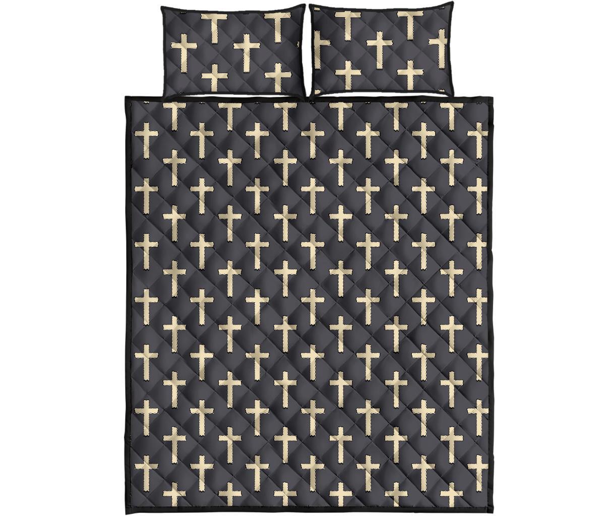 Christian Cross Pattern Print Bed Set Quilt-grizzshop