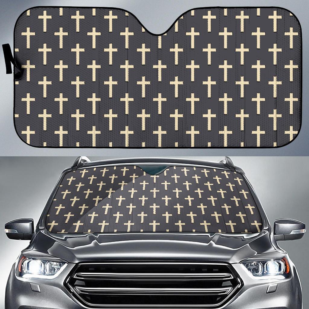 Christian Cross Pattern Print Car Sun Shade-grizzshop