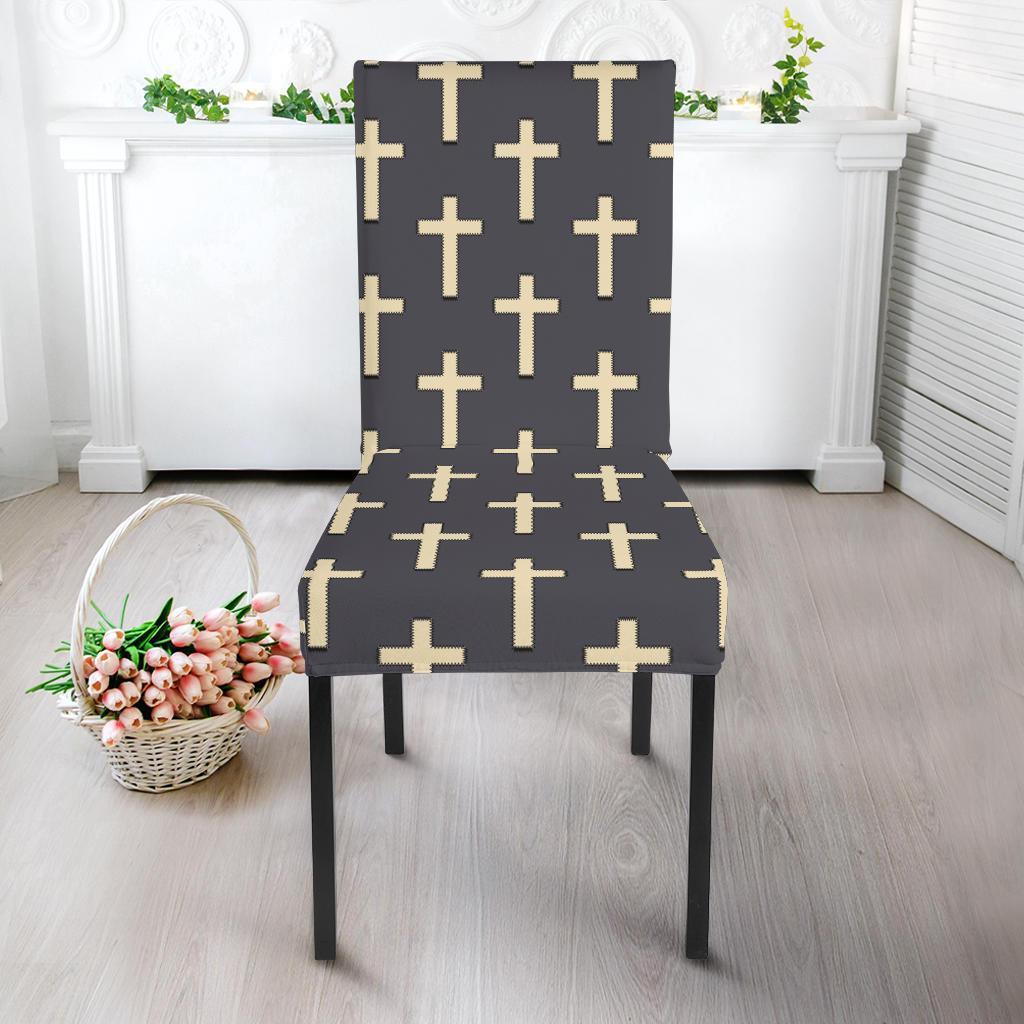 Christian Cross Pattern Print Chair Cover-grizzshop