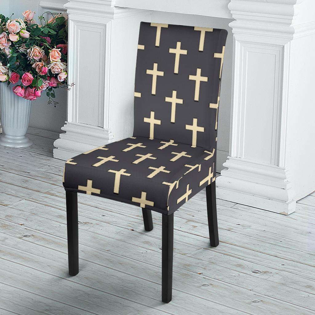 Christian Cross Pattern Print Chair Cover-grizzshop