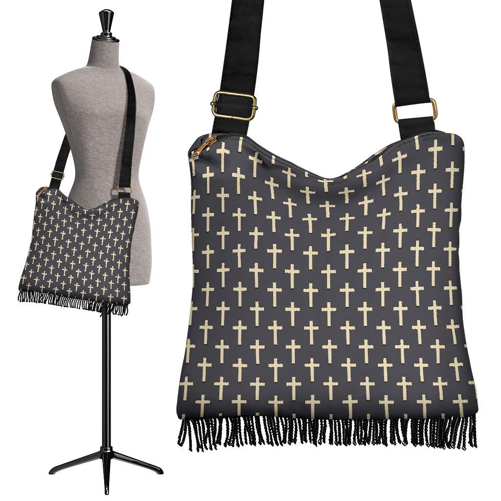 Christian Cross Pattern Print Crossbody bags-grizzshop