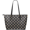 Christian Cross Pattern Print Leather Tote Bag-grizzshop