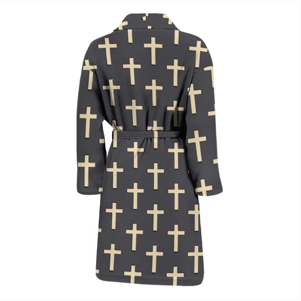 Christian Cross Pattern Print Men Long Robe-grizzshop