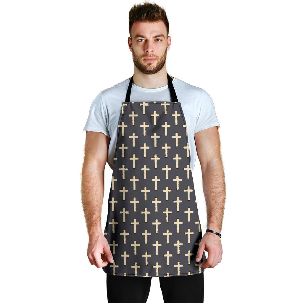 Christian Cross Pattern Print Men's Apron-grizzshop