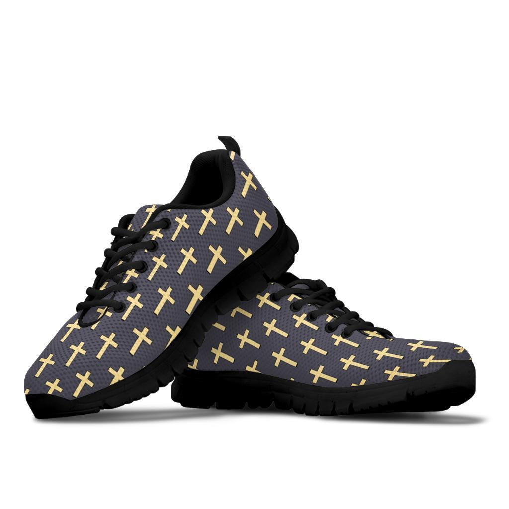 Christian Cross Pattern Print Sneaker Shoes For Men Women-grizzshop