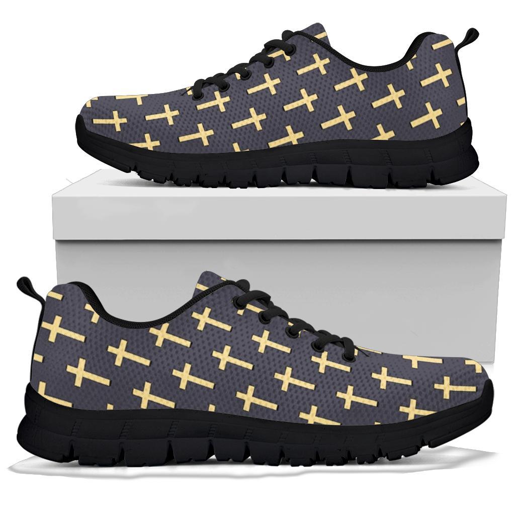 Christian Cross Pattern Print Sneaker Shoes For Men Women-grizzshop