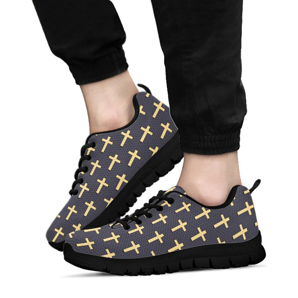 Christian Cross Pattern Print Sneaker Shoes For Men Women-grizzshop