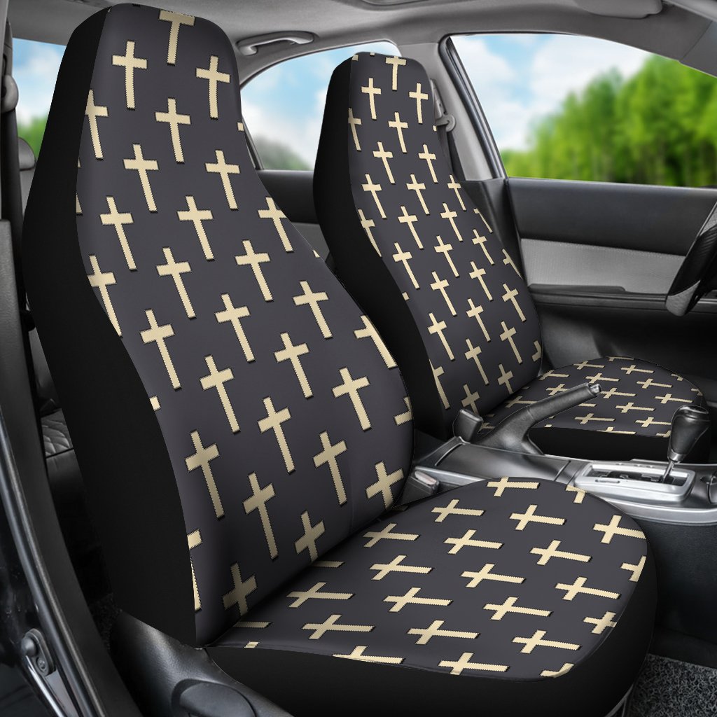 Christian Cross Pattern Print Universal Fit Car Seat Covers-grizzshop