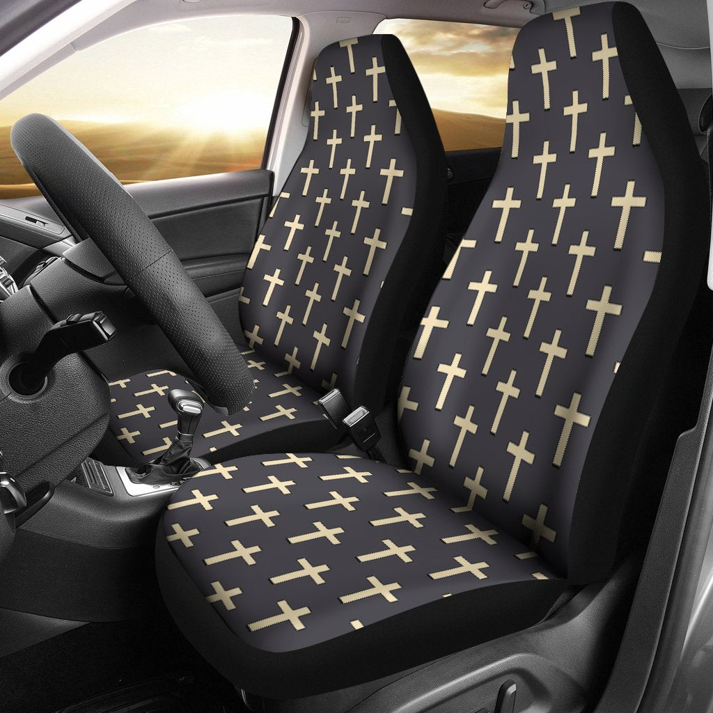 Christian Cross Pattern Print Universal Fit Car Seat Covers-grizzshop