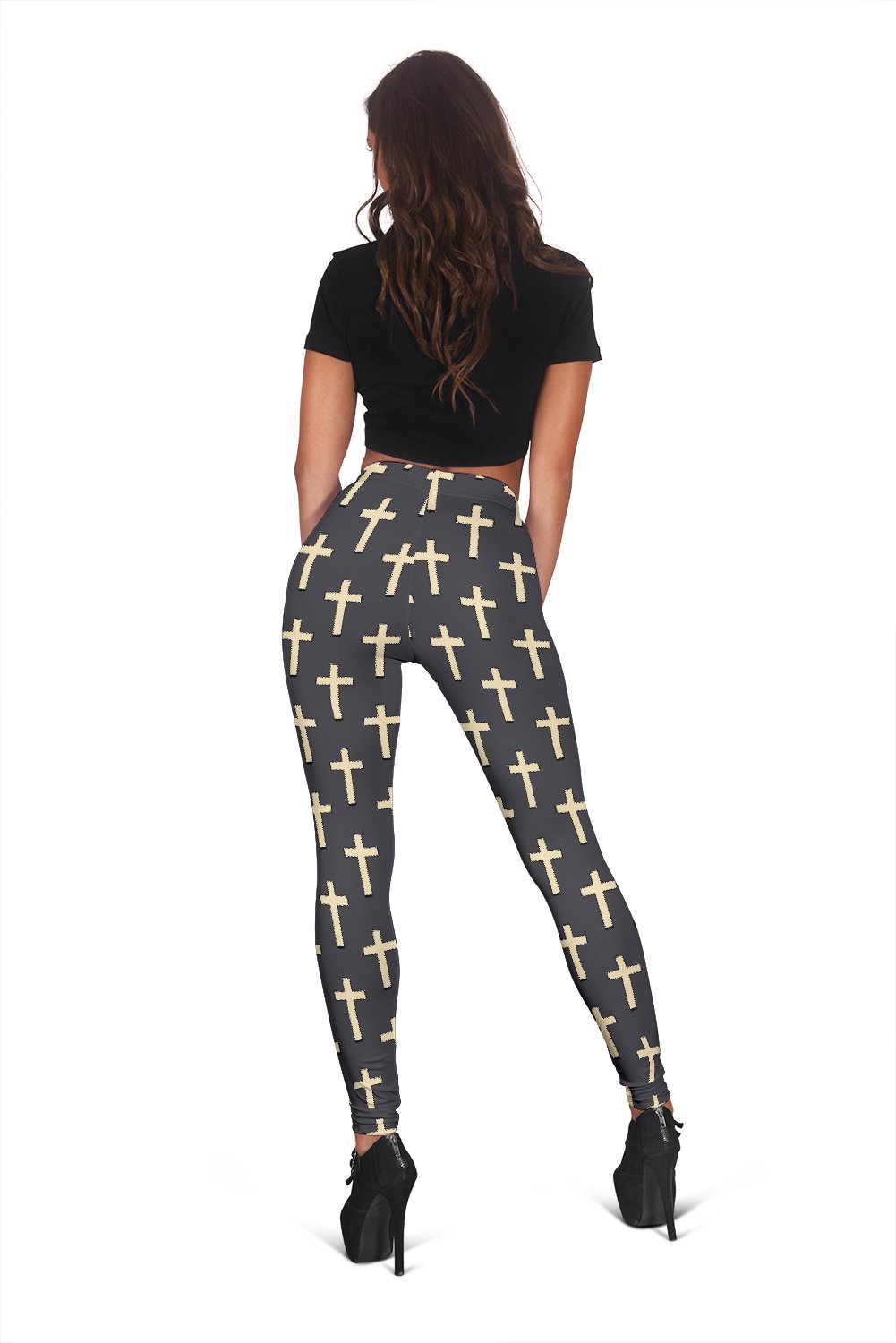 Christian Cross Pattern Print Women Leggings-grizzshop