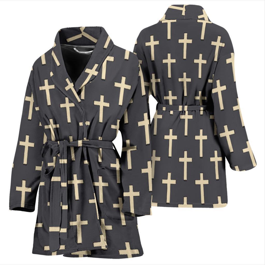 Christian Cross Pattern Print Women Long Robe-grizzshop