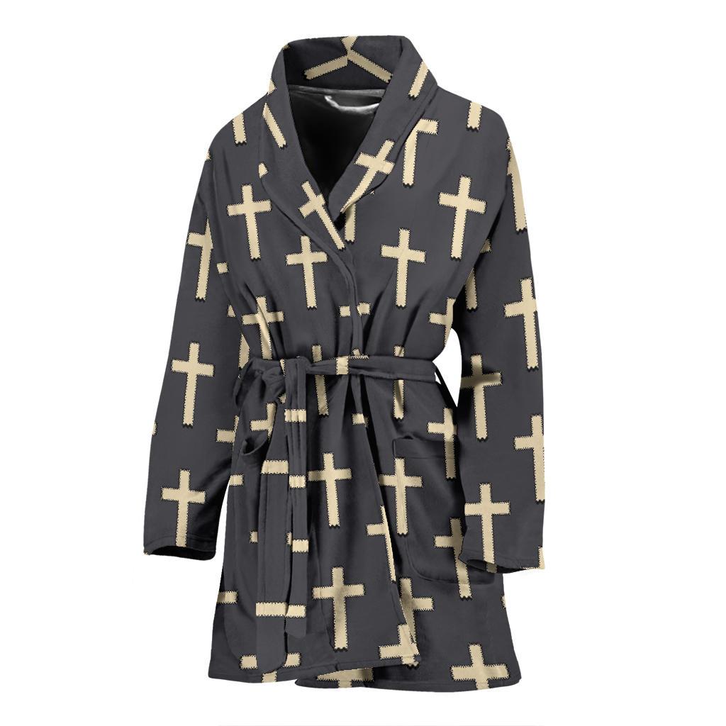 Christian Cross Pattern Print Women Long Robe-grizzshop