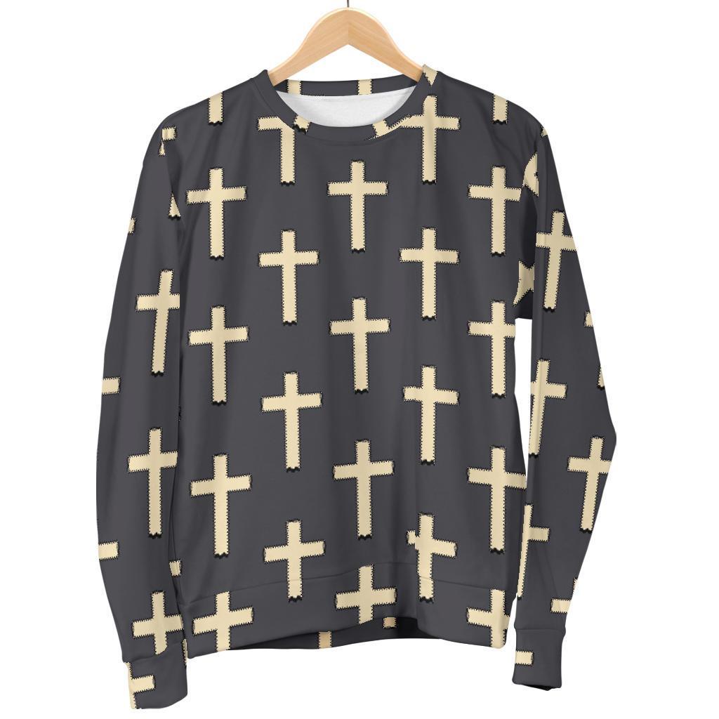 Christian Cross Pattern Print Women's Sweatshirt-grizzshop