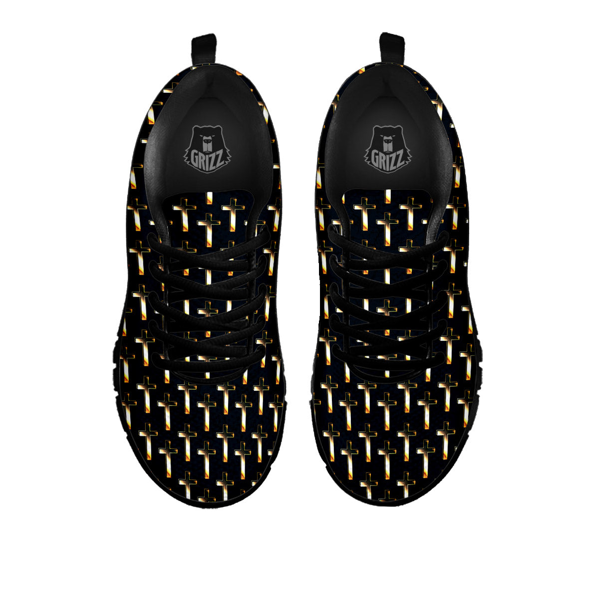 Christian Cross Print Pattern Black Sneaker-grizzshop