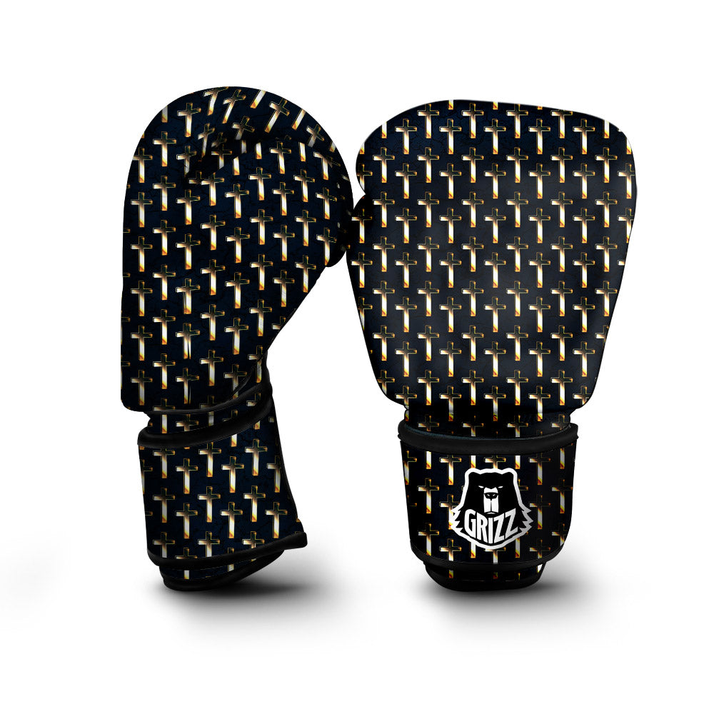 Christian Cross Print Pattern Boxing Gloves-grizzshop