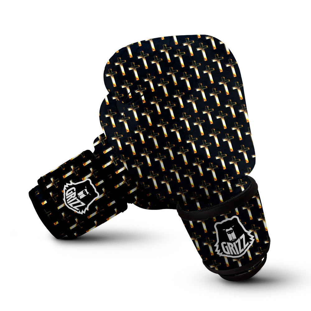 Christian Cross Print Pattern Boxing Gloves-grizzshop