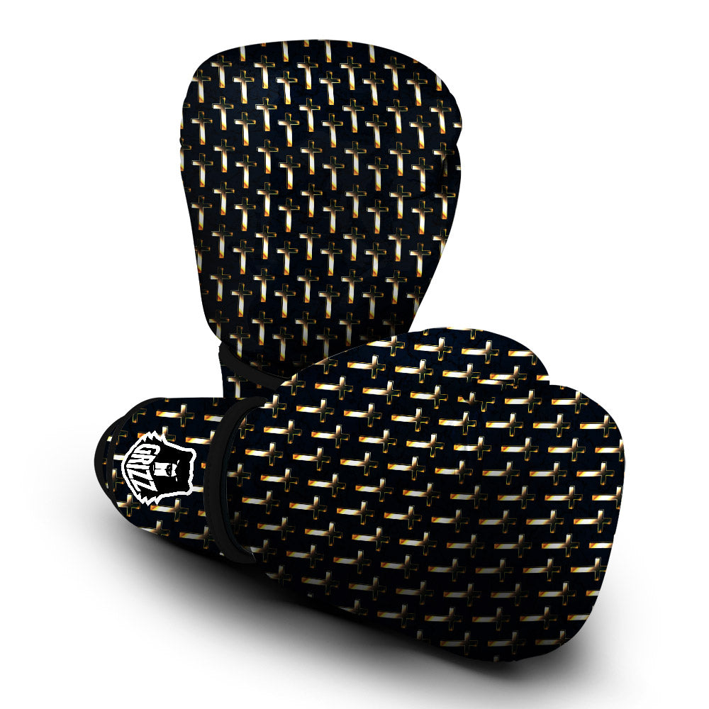 Christian Cross Print Pattern Boxing Gloves-grizzshop