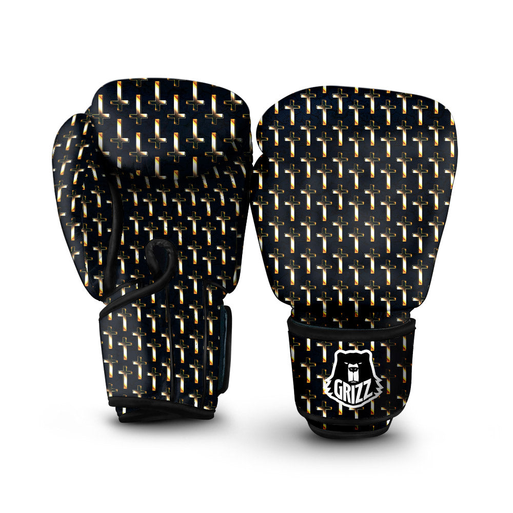 Christian Cross Print Pattern Boxing Gloves-grizzshop