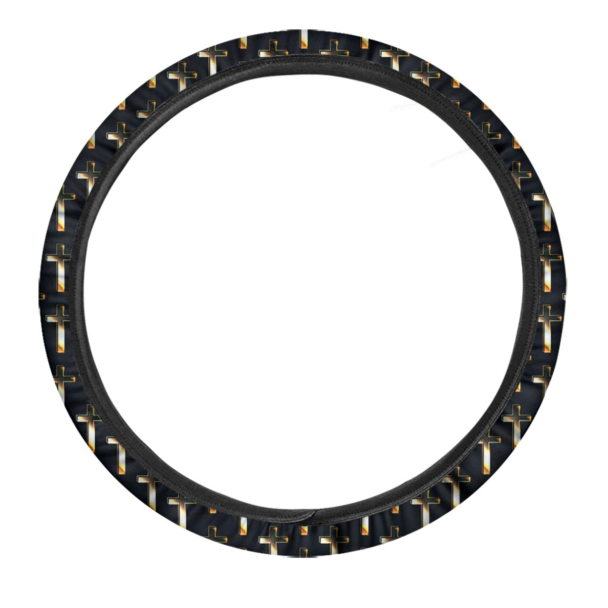 Christian Cross Print Pattern Car Steering Wheel Cover-grizzshop