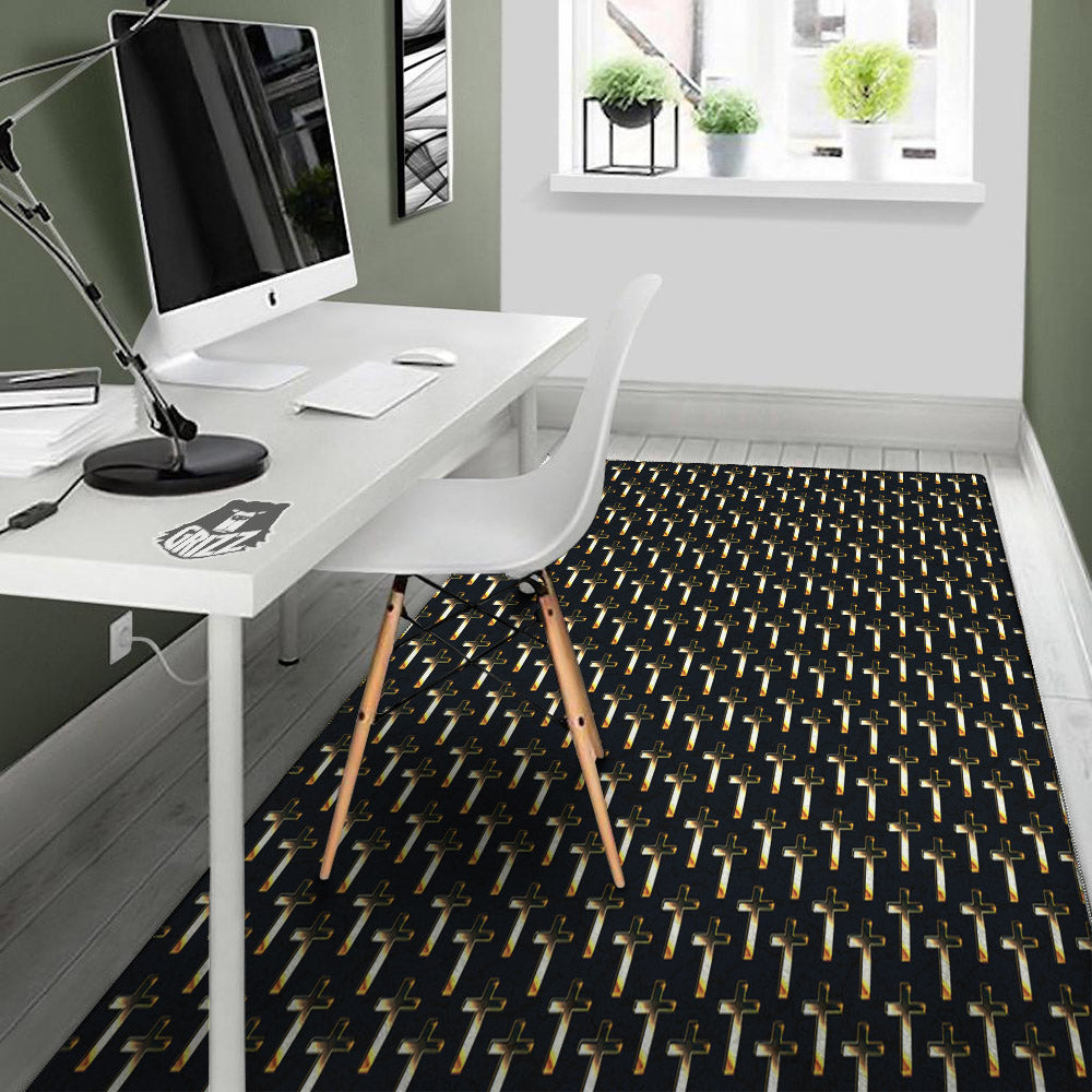 Christian Cross Print Pattern Floor Mat-grizzshop