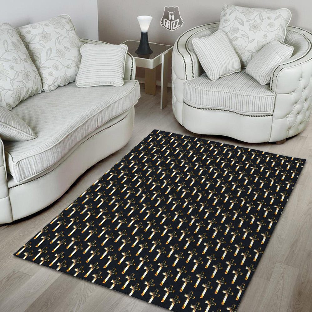 Christian Cross Print Pattern Floor Mat-grizzshop